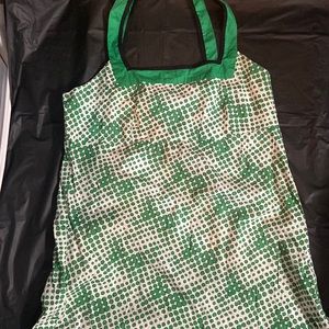 SUNDRESS GREEN & WHITE POK-A-DOT — SIZE LARGE — EXCELLENT CONDITION